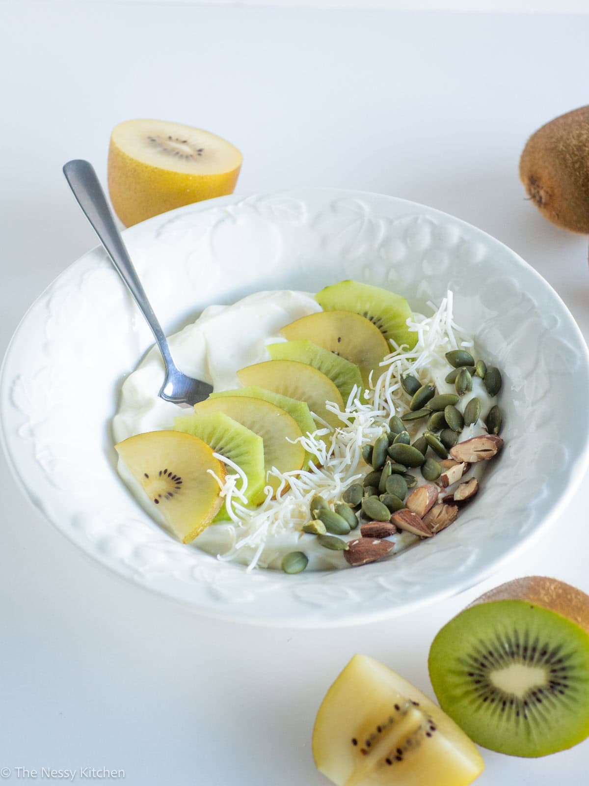 Kiwi with Greek yogurt.