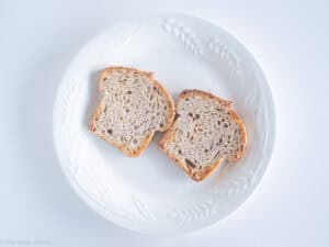 Toasted bread on a plate.