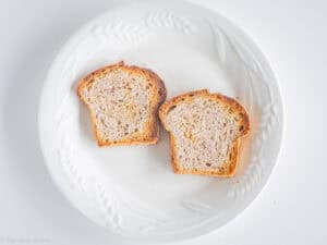 Toasted bread on a plate.