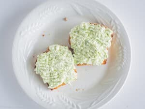 Toast topped with avocado mixture.