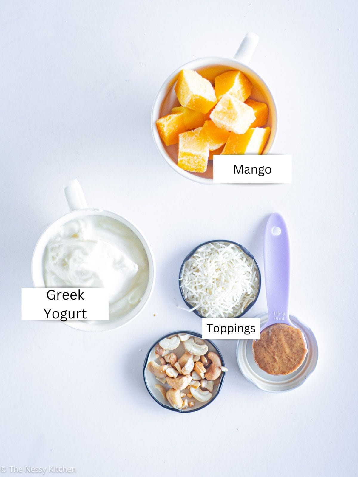 Ingredients measured out in bowls.