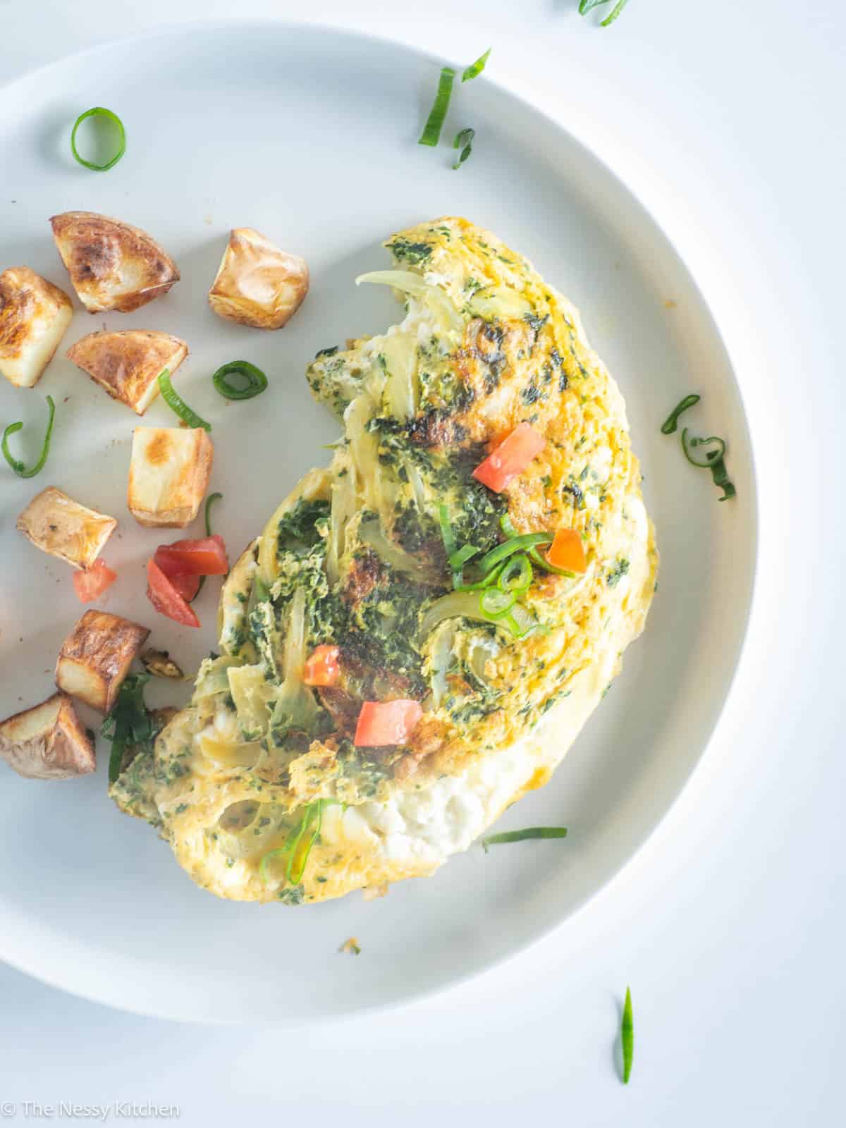 Breakfast food on a plate.