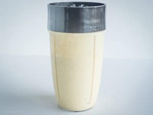 Blended smoothie in a blender cup.