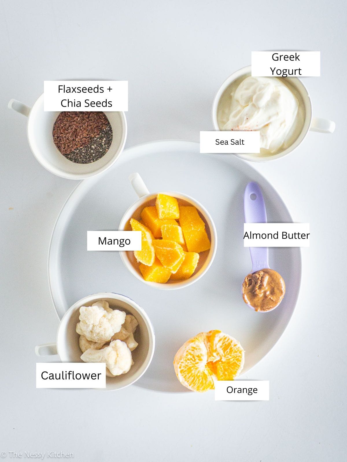 Ingredients measured out in bowls.