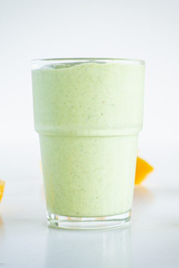 Green smoothie in a glass.