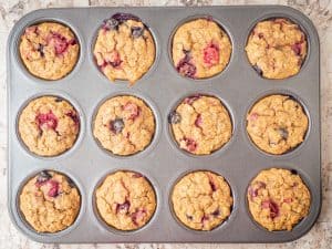 Cooked muffins in tin.