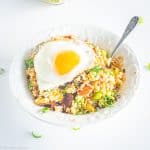 Rice and egg in a bowl.
