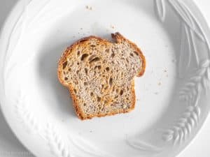 Toasted bread on plate.