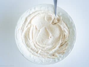 Yogurt mixture in bowl.