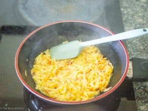 Butter and apples in pan.