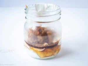 Yogurt mixed with apple and cinnamon.