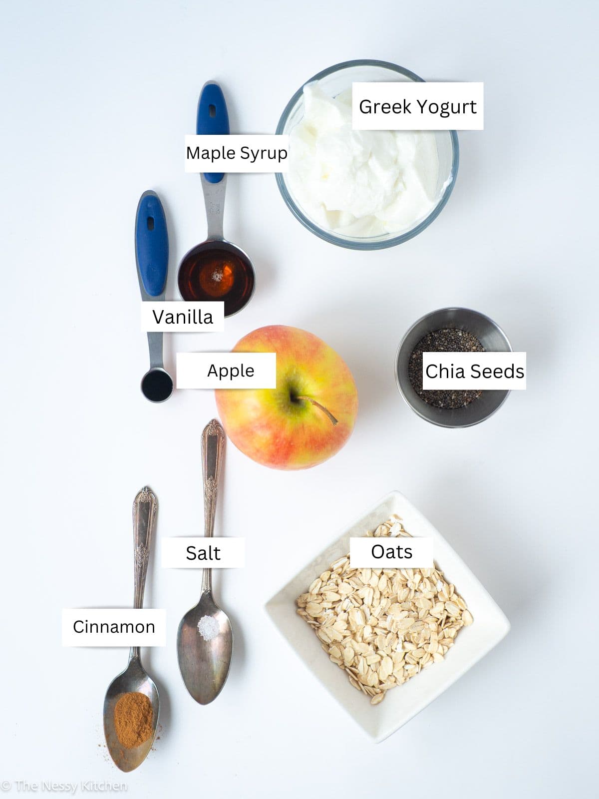 Ingredients measured out in dishes.