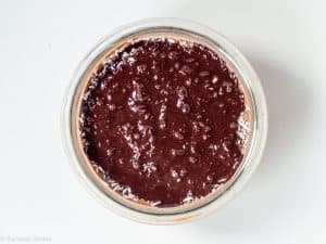 Chocolate top added to oats.