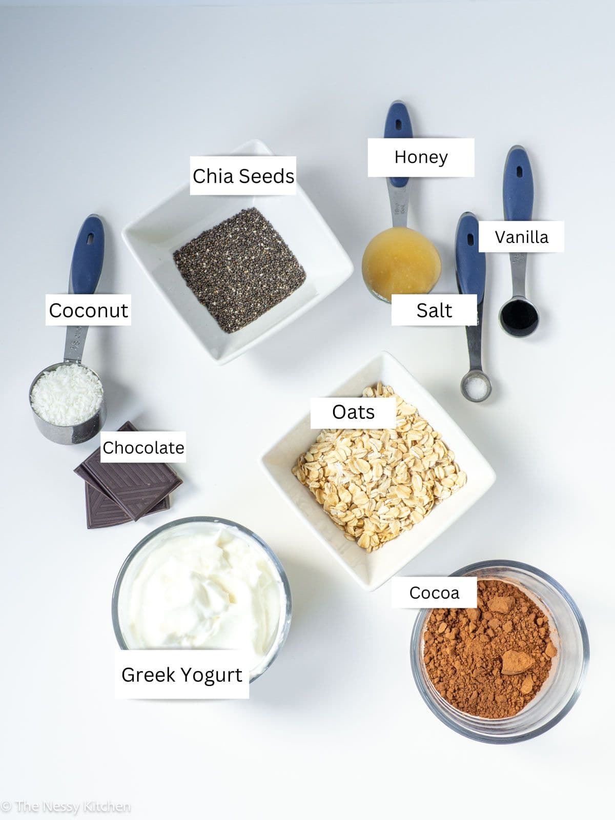 Ingredients measured out into bowls.