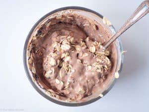 Chia seeds and oats added to yogurt mixture.