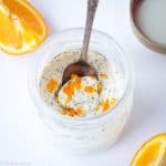 Overnight oats topped with orange zest.