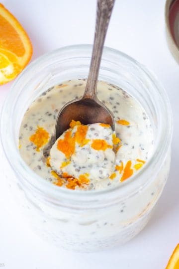 Overnight oats topped with orange zest.
