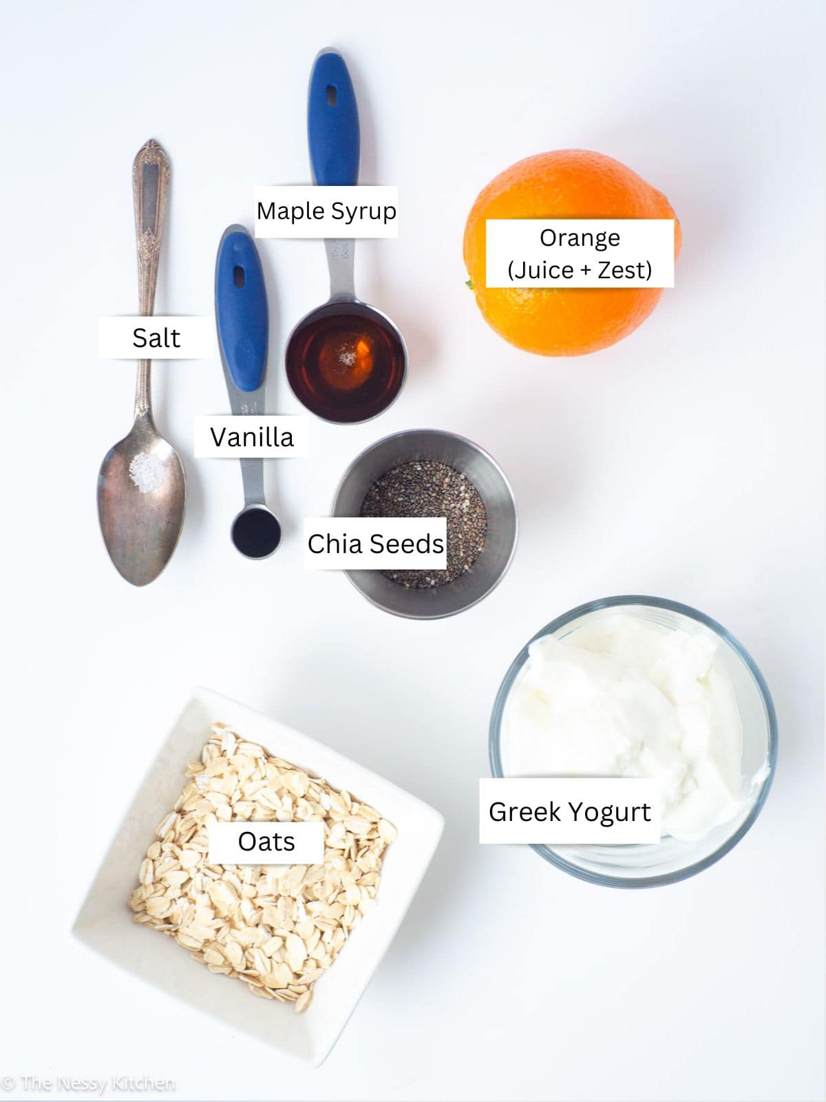 Ingredients measured out on a countertop.