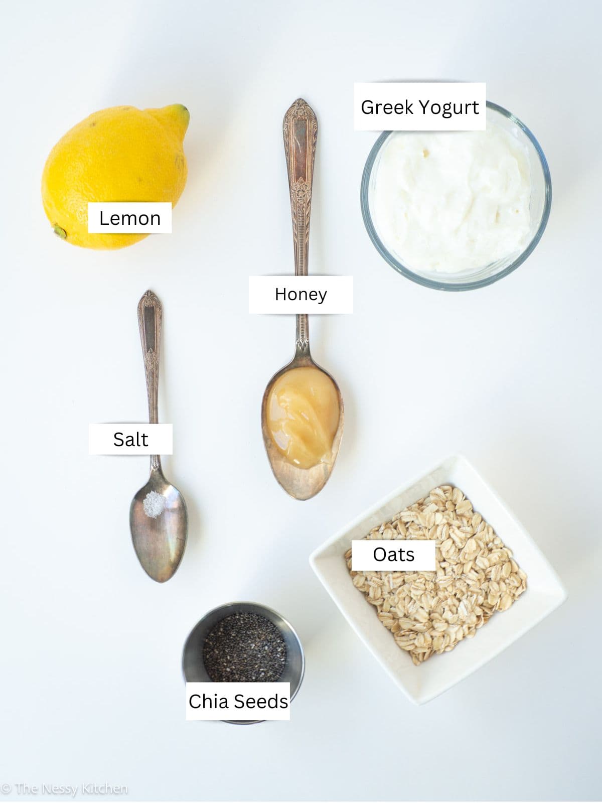Ingredients measured out on a countertop.