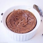 Ramekin filled with chocolate yogurt.
