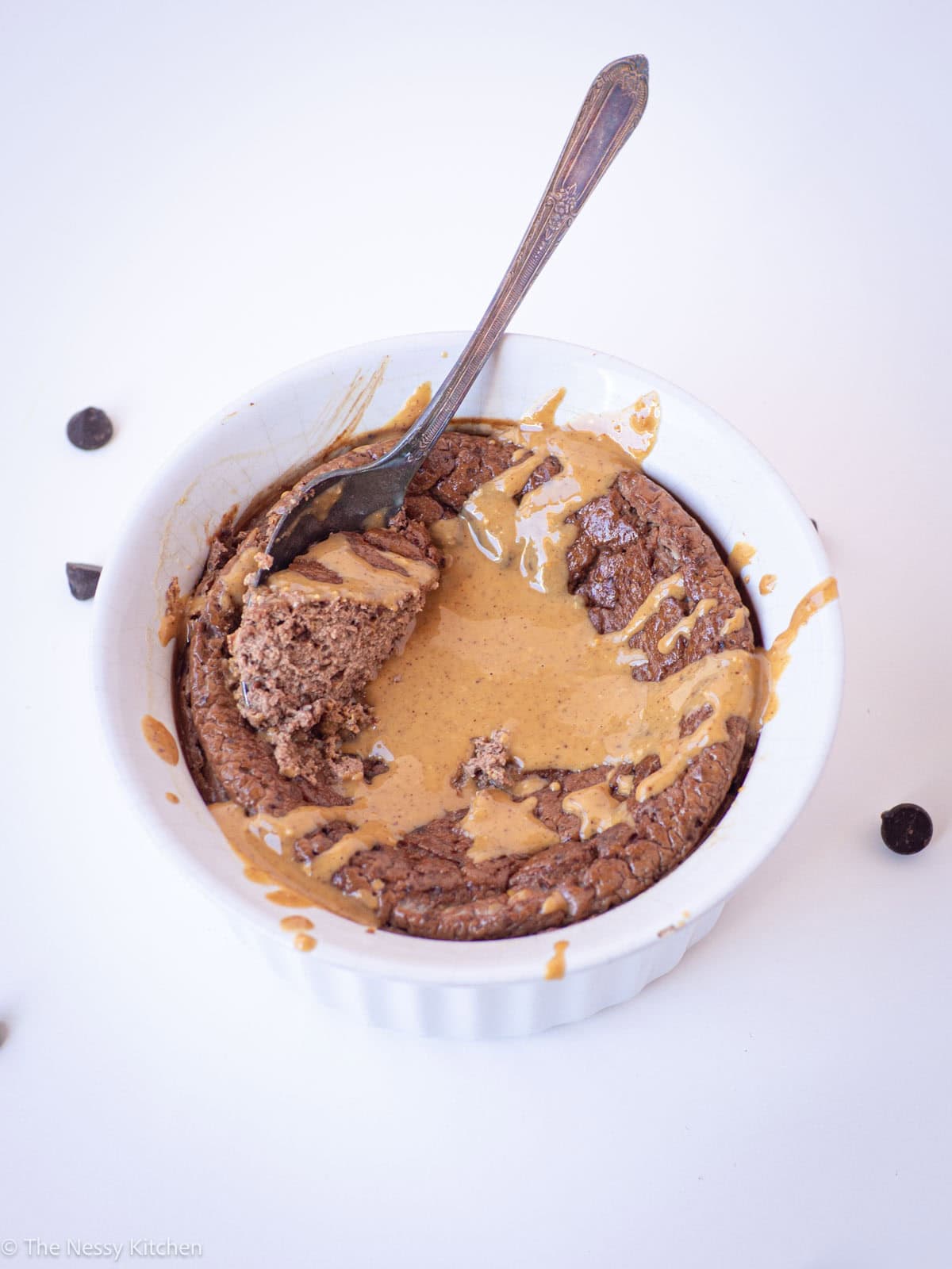 Spoonful of chocolate yogurt.