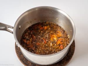 Lentils in a pot.