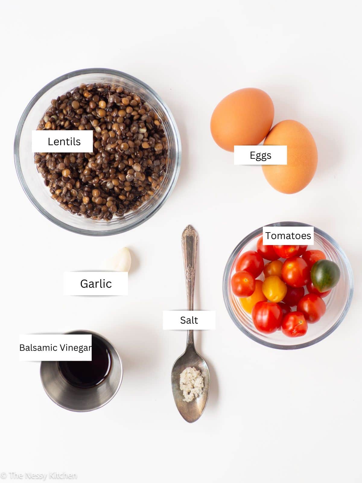 Ingredients measured out in containers.