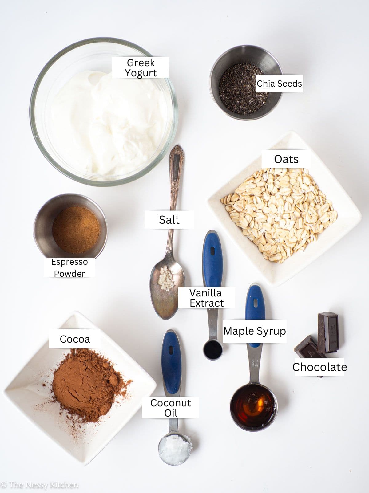 Ingredients measured out in containers.