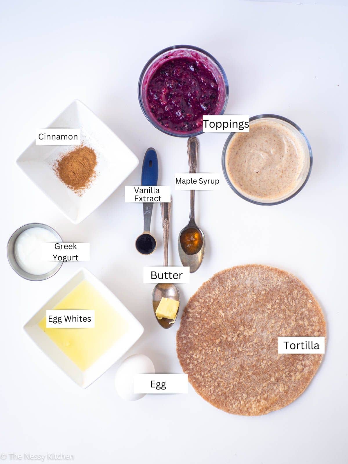 Ingredients measured out in bowls.