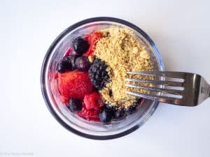 Flaxseed jam whisked together in a bowl.