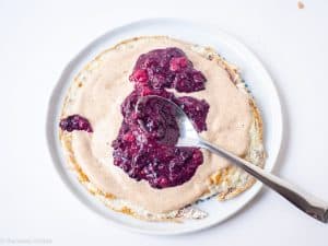 Fillings spread over a tortilla wrap.